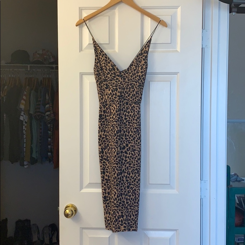 Topshop Leopard Midi Crossback dress - size 4 - Picture 1 of 2